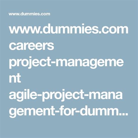 Careers Project Management Agile Project Management For