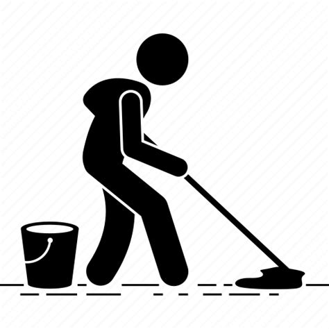 Cleaning Man Mop Mopping Washing Icon