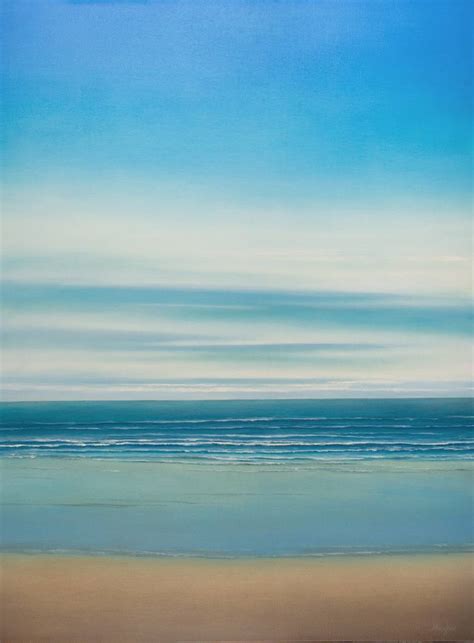 Sand Reflections Blue Sky Seascape Painting By Suzanne Vaughan