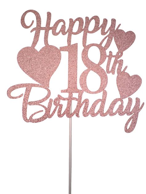 Happy 18th Birthday Cake Topper Rose Gold 18th Birthday Cake Topper