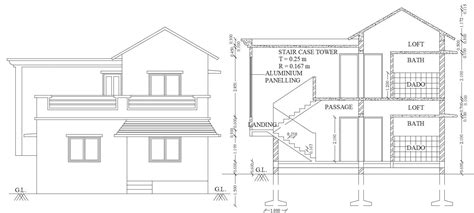 House Section And Elevation Design Dwg File Cadbull