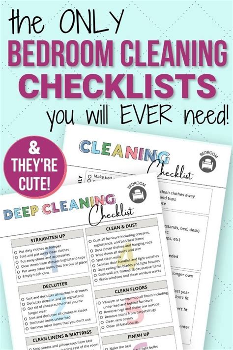 Free Bedroom Cleaning Checklists Daily Weekly And Deep Cleaning