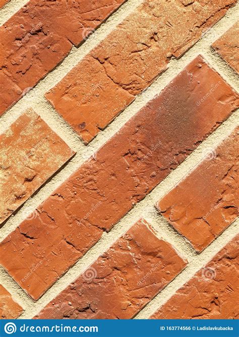 Old Red Brick Wall Texture Background Orange Stone Block