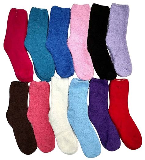 12 Pairs Of Socksnbulk Womens Solid Colored Soft Ladies Socks Solid Fuzzy Socks Assorted