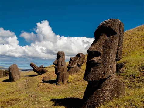 Hd Wallpaper Moai Sunrise Easter Island Statue Chile Rapa Nui Grass