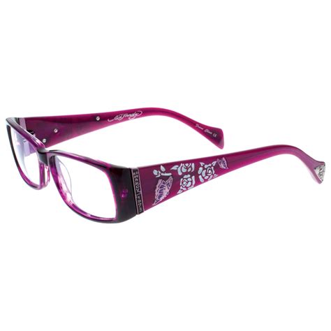 Ed Hardy Silver Violet Eho 731 Womens Designer Eyeglasses Designer Eyeglasses Glasses