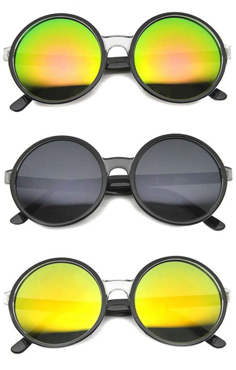 Womens Round Sunglasses With Uv400 Protected Mirrored Lens