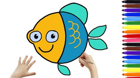 How To Draw A Cartoon Fish Step By Step Easy Drawing For Kids Youtube