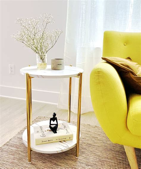 Round Gold And Marble Side Table