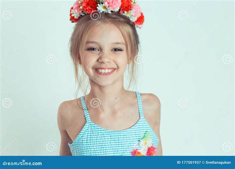 Cute Kid Girl Smiling Looking At You Camera Happy Posing Stock Image