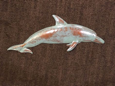 Dolphin Metal 35in Wall Sculpture Tropical Beach Coastal Fish Art Ocean
