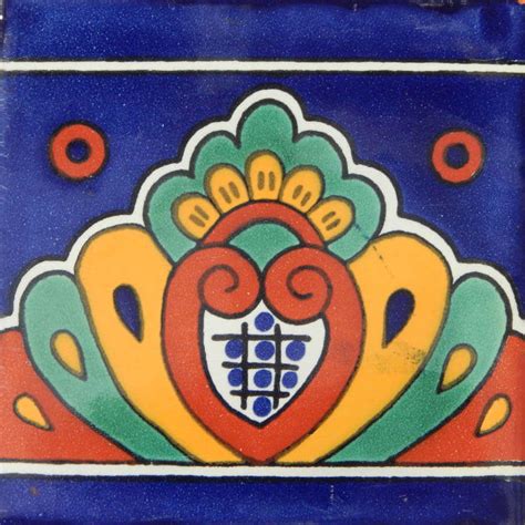Concha Border Mexican Ceramic Handmade Folk Art Tiles Tilesandtiles