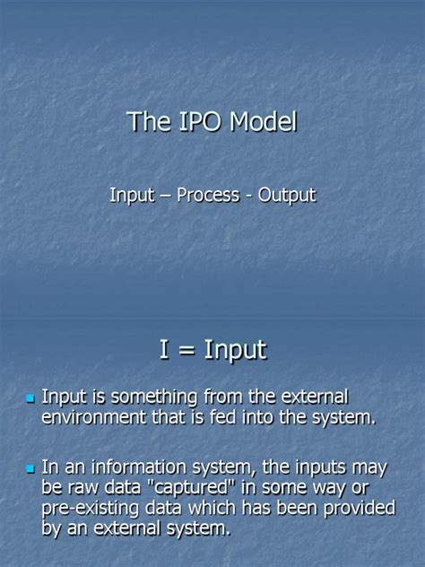 The Ipo Model Pdf Inputoutput Test Assessment