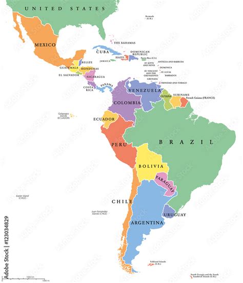 Grafika Wektorowa Stock Latin America Single States Political Map