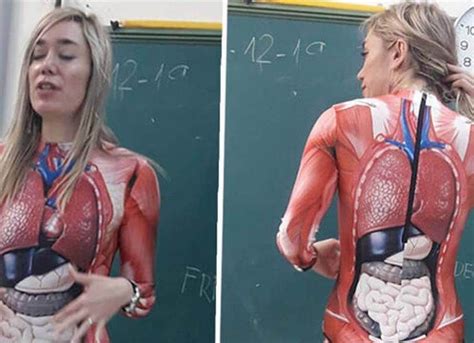 Teacher Gives Anatomy Lesson In A Full Body Suit That Maps Out The