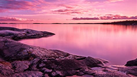 Purple Sunset Beach 4k 8k Wallpapers Lake Pink Landscape Sunset Nature