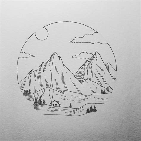 Mountain Easy Nature Drawings Canvas Smorgasbord