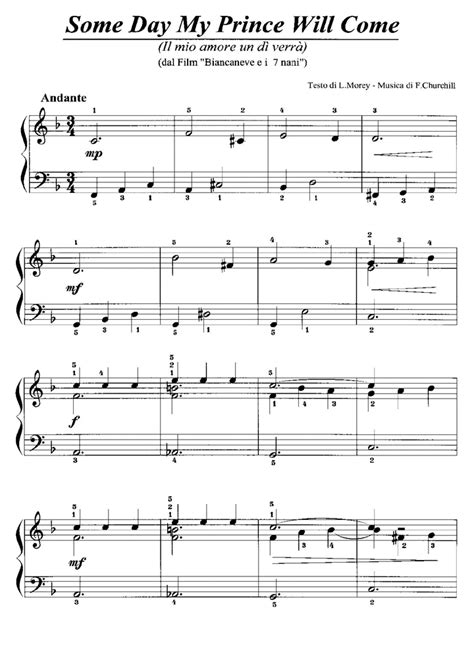 Someday My Prince Will Come Easy Piano Sheet Music Easy Sheet Music