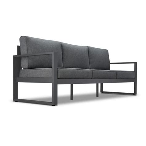 Real Flame Baltic Gray Aluminum Outdoor Sofa With Gray Cushions 9621