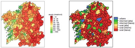 Distribución Territorial Da Poboación Galega Densidade Por Concellos Download Scientific