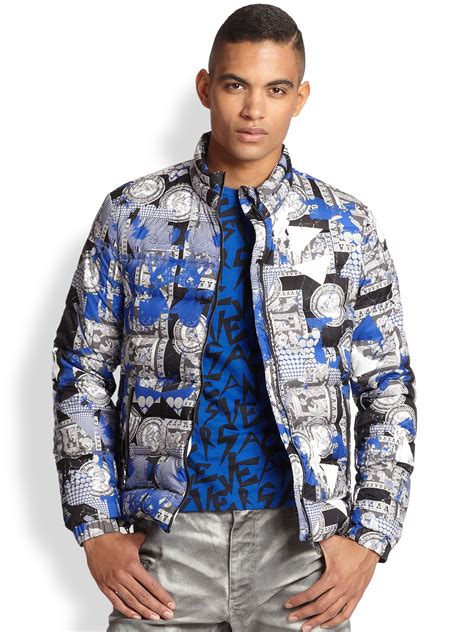 Versace Jeans Palazzo Print Quilted Jacket In Multicolor For Men