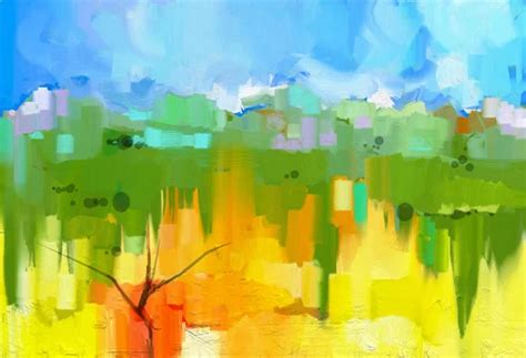 Abstract Colorful Oil Painting Landscape On Canvas Semi Abstract