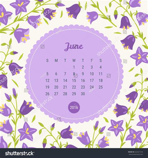 Calendar Template 2016 Floral Background Bell Stock Vector 322321316