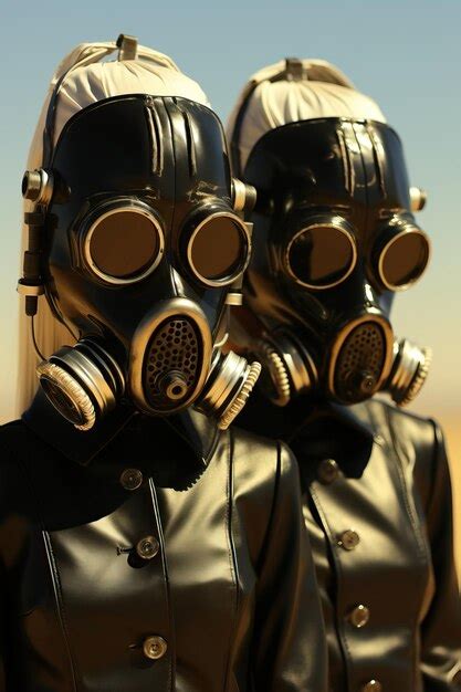 Premium Ai Image Two People Wearing Gas Masks