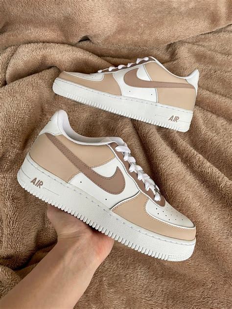 Nike Air Force 1 Custom Sneakers Beige Brown In 2021 All Nike Shoes