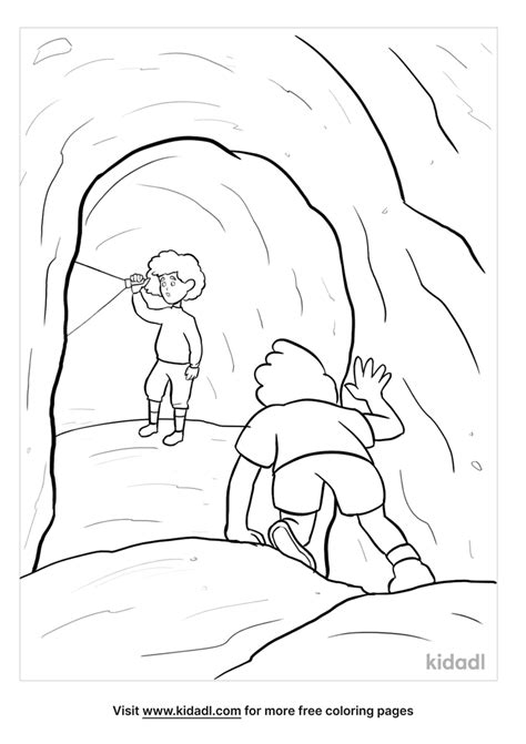 Cave Exploring Coloring Page Free Outdoors Coloring Page Kidadl