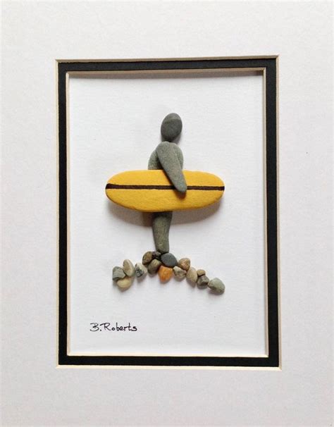 Surfer Pebble Art | Etsy | Pebble art family, Stone pictures pebble art ...