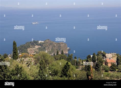 Italy Island Sicily Taormina Sea View Ship Stock Photo Alamy