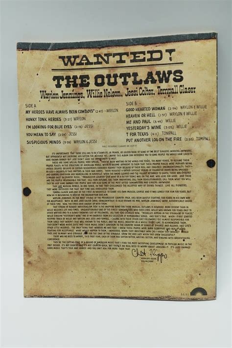 the outlaws wanted waylon jennings willie nelson 1976 sheet music book ebay