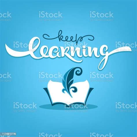 Keep Learning Vector Educational Background With Open Book Image And