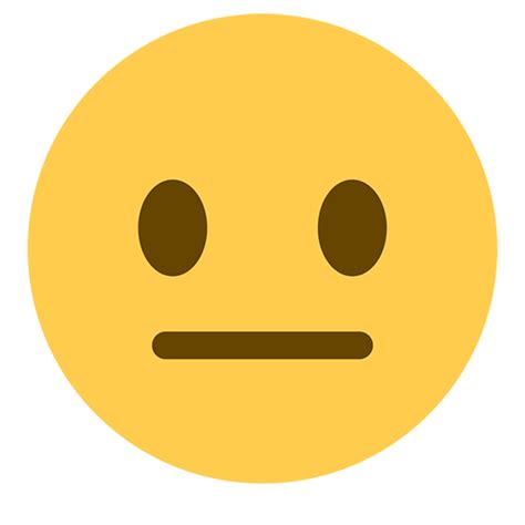 An expressionless face featuring rounded eyes and a straight mouth. Neutral Face Emoticon - ClipArt Best
