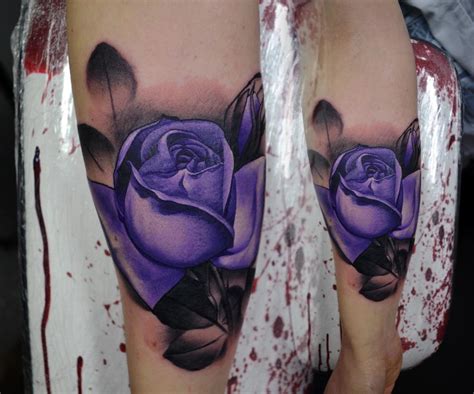 Feminine Purple Rose Tattoo By Alan Aldred Tattoos