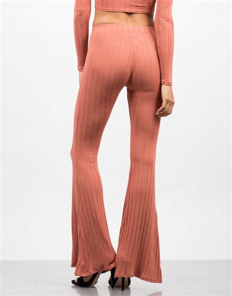 Comfy Ribbed Flare Pants Matching Sets Orange Pants 2020ave