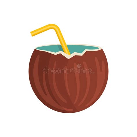 Bebida Fresca De Coco Ilustración Vectorial De Estilo Plano Tropical