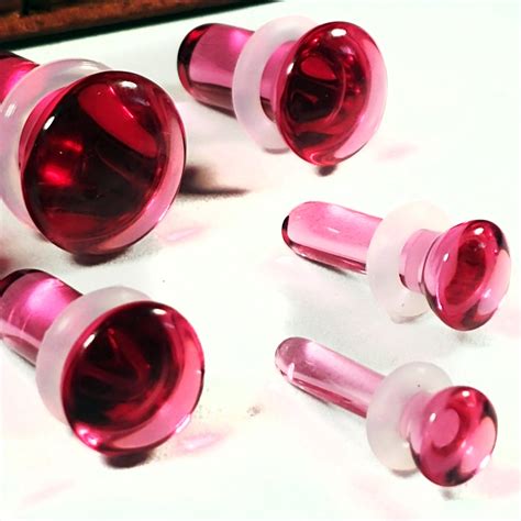 Glass Plugs Gauges Pink Glass Plugs Single Flare Body Etsy