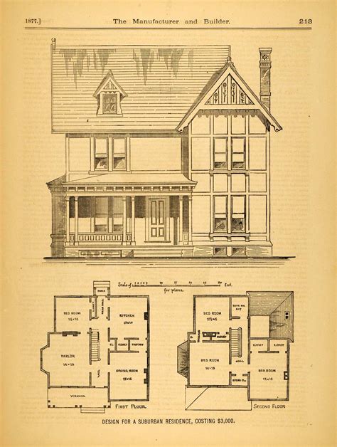 1877 Print Victorian Suburban House C M Morgan Architecture Floor