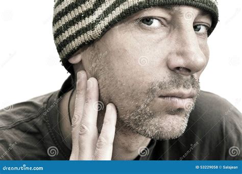 Man Suffering From Toothache Teeth Pain Swollen Face Stock Photo