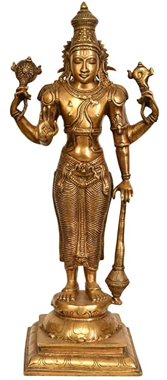 Buy Exotic India Four Armed Standing Vishnu Brass Statue Online At
