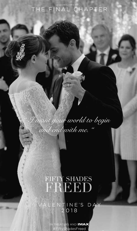a man and woman in wedding attire kissing each other with the words fifty shades freed valentine