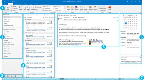 Outlook 2016 Basics The Michener Institute Helpdesk