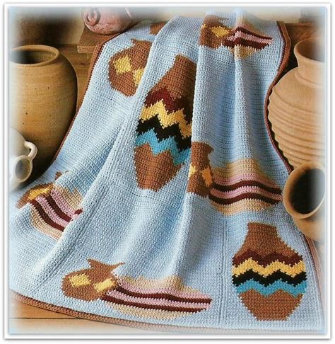 Crochet Afghan Pattern Southwest Navajo Pottery Design Etsy Patrón