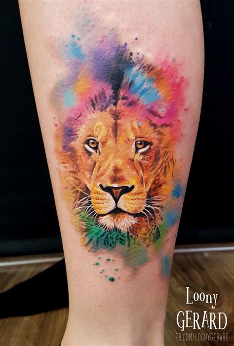 By Loonygerard Poland Lion Tattoo Watercolour Watercolor Lion