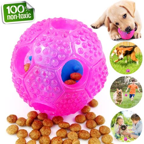 Cool Dog Feeder Soft Rubber Pet Treat Ball Food Dispenser Toy For