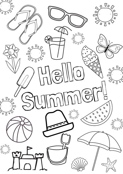 Summer Fun Colouring Pages