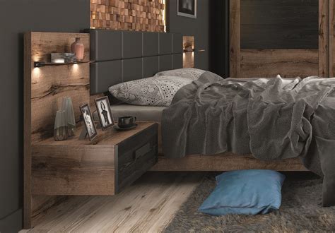 Elegant European King Size Bed Frame Built In Bedside Wall Cabinets Usb