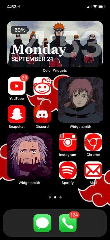 My Akatsuki Themed Home Screen With The New Widget System Naruto